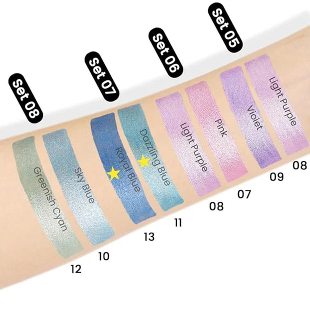 Kaely 2Pcs Bright Blue Eyeshadow Stick for Older Women, Metallic Shimmer Glitter Cream Eye Shadow Pencil Crayon, Light Blu...