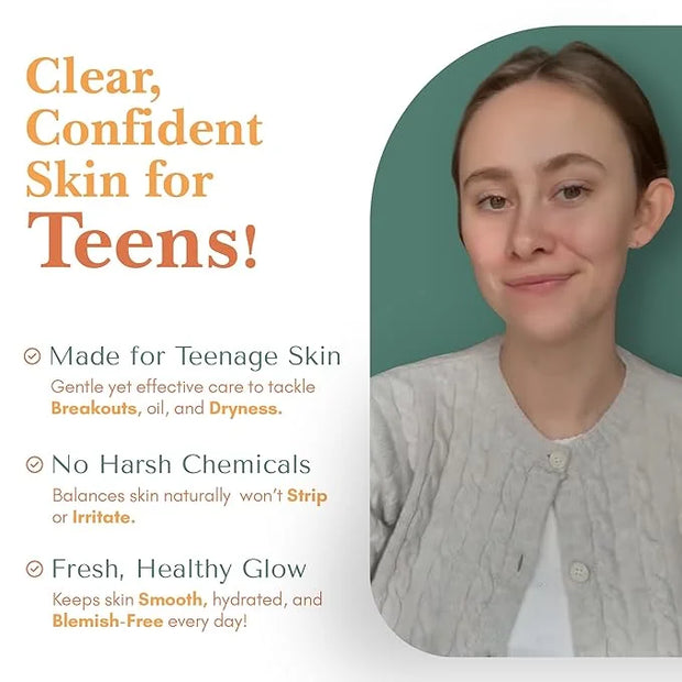 Healing Happy Method - Teen Skin Care Set with Cleanser, Toner, and Moisturizer | Hydrates, Controls Oil, Fights Breakouts...