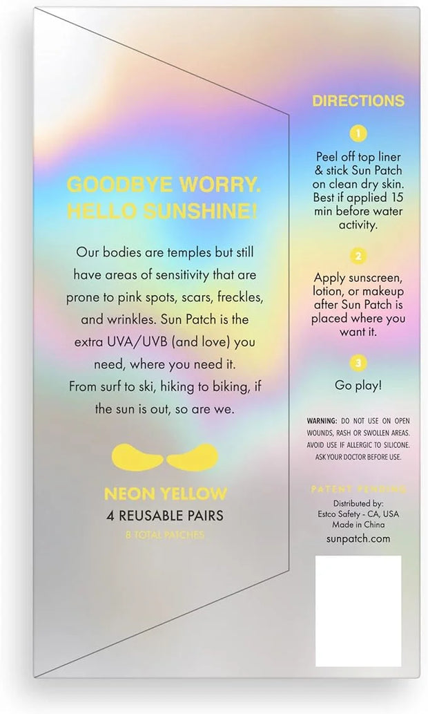 Hypoallergenic Sun-Screen Under Eye Patches, 100% Silicone UPF-50 UV Protection, Reusable, 1 Pack/4 Pairs, Yellow (Golf, S...