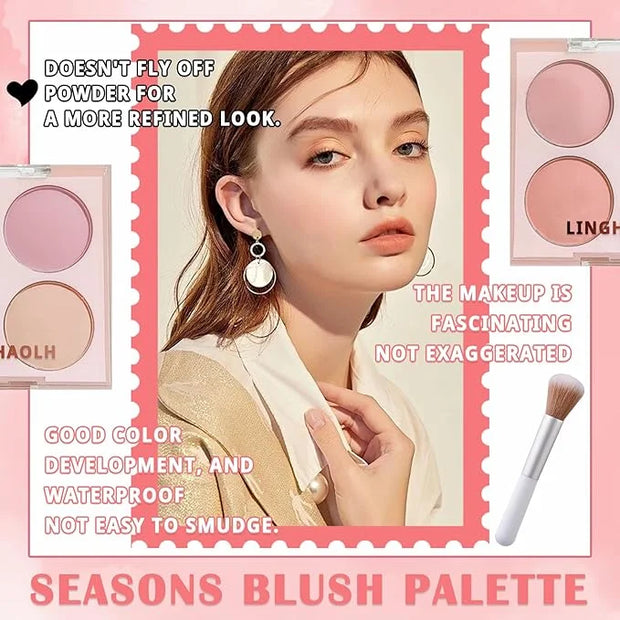 4 Colors Blush Palette for Cheeks,Face Matte Contour Blush Makeup Palette,Buildable Shimmer Facial Cheek Blusher Shades,Bl...