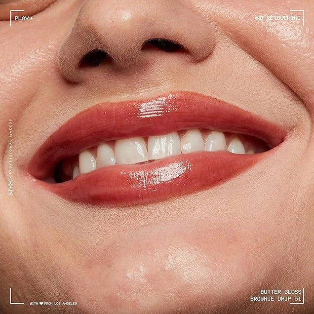 NYX PROFESSIONAL MAKEUP Butter Gloss Brown Sugar, Non-Sticky Lip Gloss - Brownie Drip (Deep Brown) - Product Image