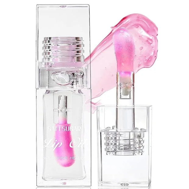 Magic Color Changing Lip Oil, Moisturizing Lip CareNon-Sticky Tinted Glitter Lip Glow Oil for Dry Lips Lip Care.(Color Cha...