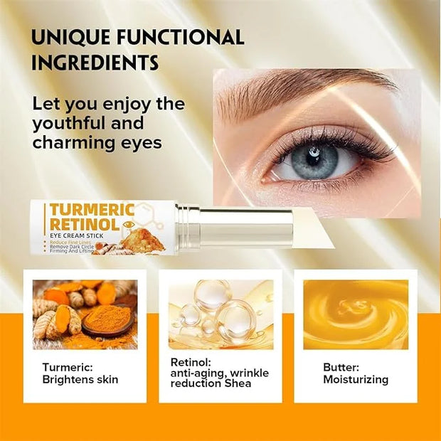 Lumibalm for Under Eye Bags, Turmeric Retinol Eye Cream Stick, Retinol Eye Cream Stick for Dark Circles, Wrinkles, Anti-Ag...