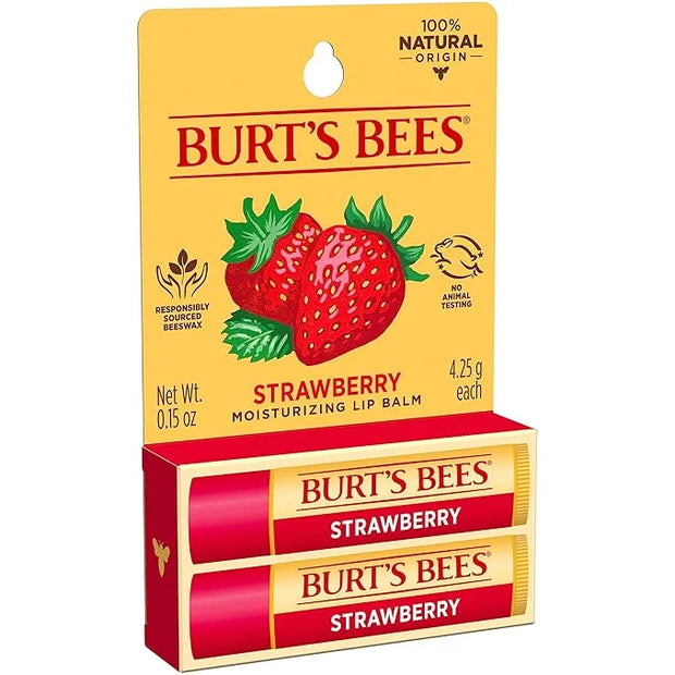 Burt's Bees Lip Balm - Strawberry, Lip Moisturizer With Responsibly Sourced Beeswax, Tint-Free, Natural Origin Conditionin...