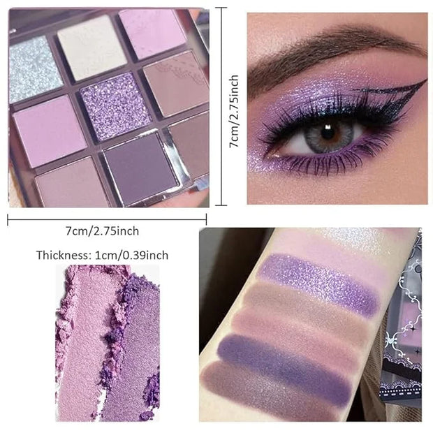 Purple Silver White Pink Tan Grape Matte Shimmer Eyeshadow Palette for Eye Makeup,High Pigmented Eye Shadow make up Powder...