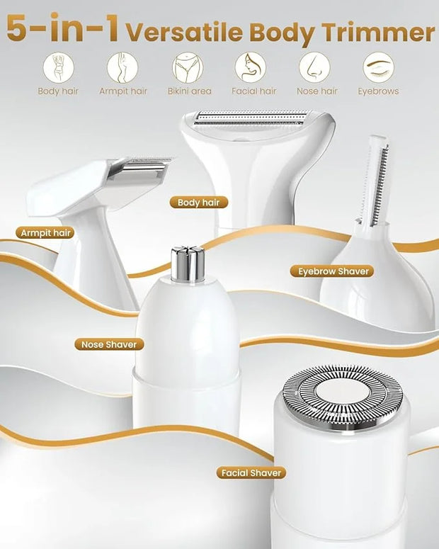 2025 New Bikini Trimmer for Women - 5 in 1 Wet/Dry Electric Razor for Women, Rechargeable Electric Shaver, IPX7 Waterproof...