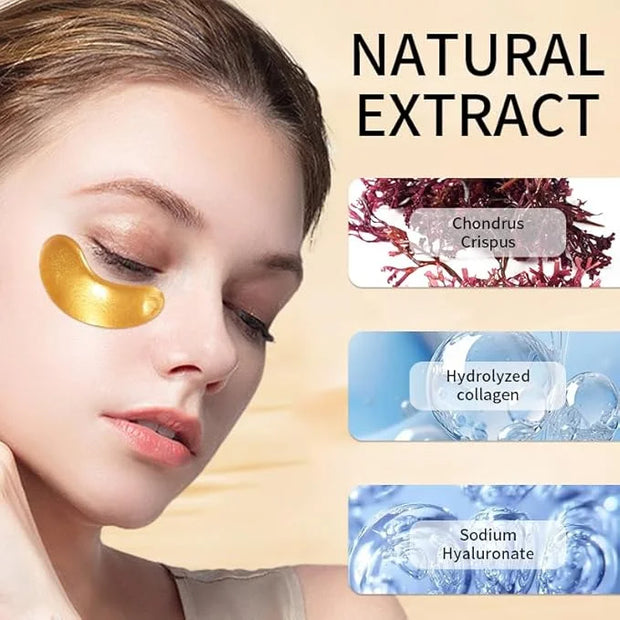 30 Pairs 24K Gold Eye Masks, Crystal Collagen Gel Eye Patches for Puffy Eyes, Reducing Fine Lines, Eye Bags, Moisturizing ...