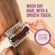 Shark HT212 SmoothStyle Heated Comb + Blow Dryer Brush with Heat Resistant Storage Bag, Dual Mode, for All Hair Types, Sil...