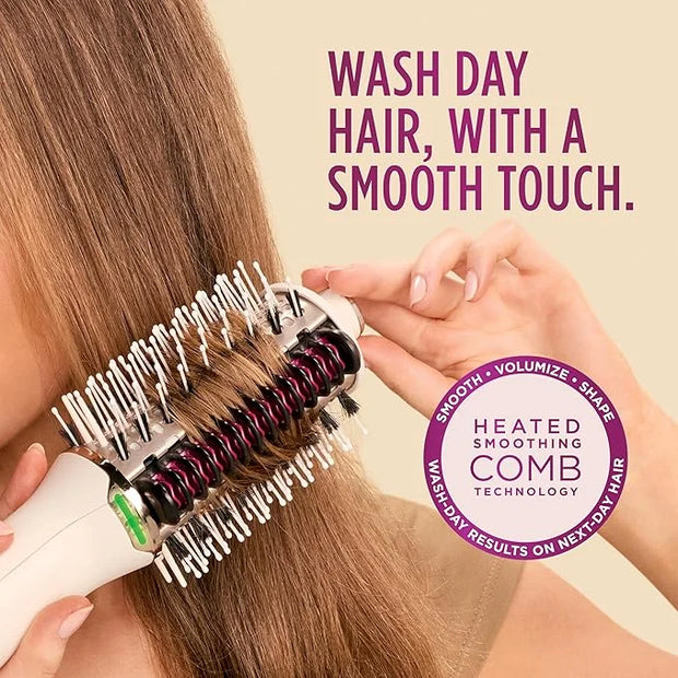 Shark HT212 SmoothStyle Heated Comb + Blow Dryer Brush with Heat Resistant Storage Bag, Dual Mode, for All Hair Types, Sil...