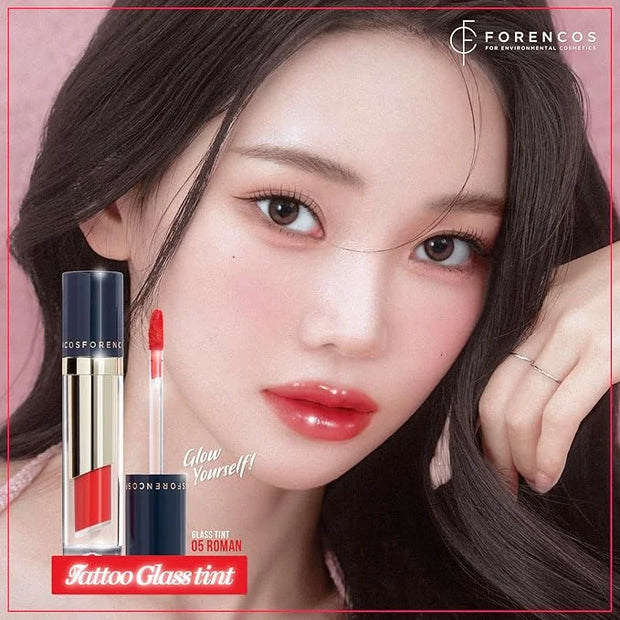 FORENCOS Tattoo Glass Lip Gloss Tint, Korean Glossy Tint/Stain, High Pigmentation, Glasting Shine, Long Lasting, Moisturiz...