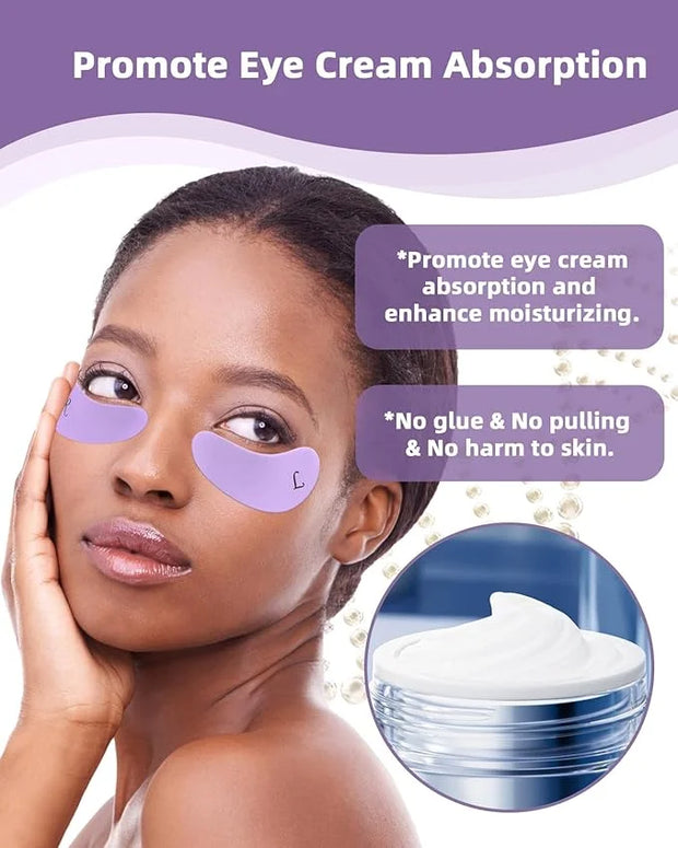 2 Pairs Reusable Under Eye Wrinkle Patches Silicone Mask, Plump Fine Lines & Wrinkles, with Metal Eye Cream Applicator, Ti...