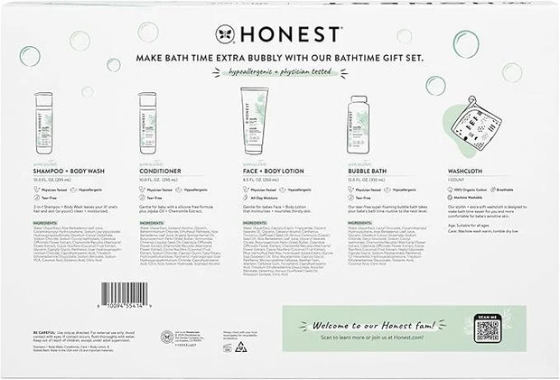 The Honest Company Fragrance Free Bathtime Gift Set | Hypoallergenic Bath Essentials for Sensitive Skin | Shampoo + Body W...