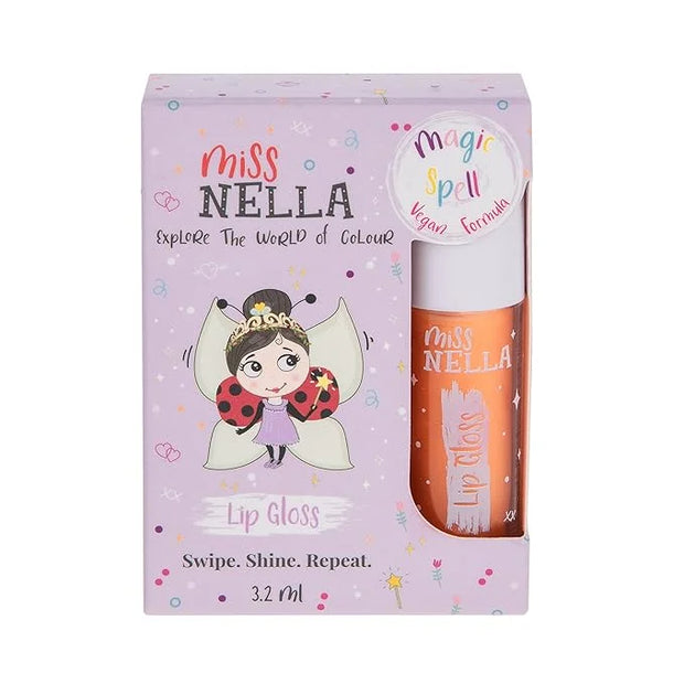 MISS NELLA Magic Spell Lip Gloss, Peach hydrating children Lip Gloss, watermelon scent, gentle on the skin. gives a sheer ...