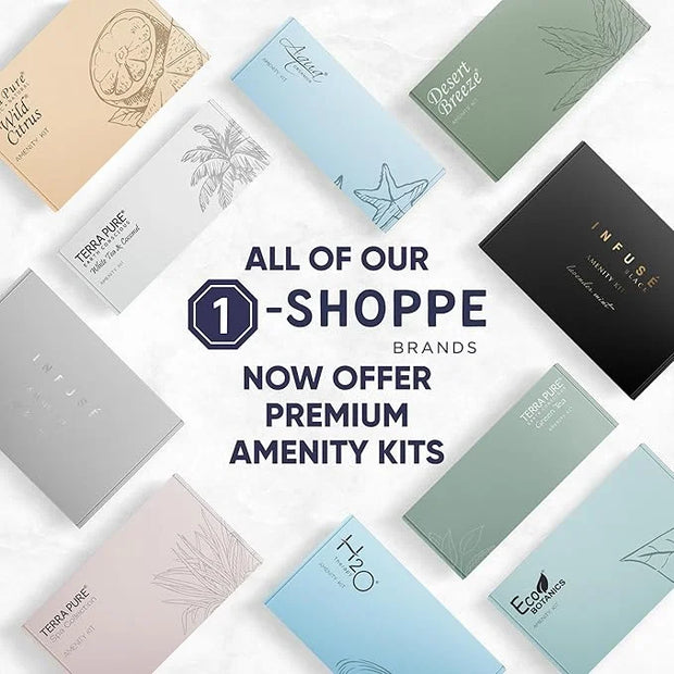 Terra Pure Amenity & Accessory Kit |1 oz Travel Size Shampoo, Conditioner, Lotion, Body Wash, 2 Cleansing Bars, Shave & De...