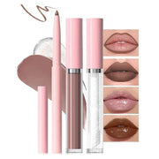 3-in-1Deep Purple Brown Matte Lip Stain Kit | Waterproof Lip Liner + Hydrating Matte Lip Gloss + Nourishing Lip Oil | Long...