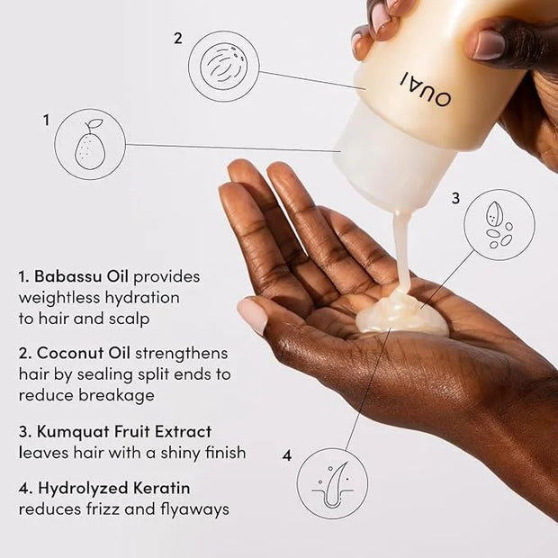 OUAI Medium Shampoo Refill - Hydrating Shampoo with Coconut Oil, Babassu, Kumquat Extract and Keratin - Strengthens, Nouri...