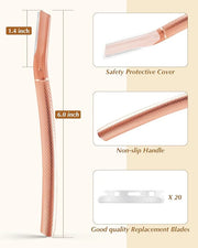 Dermaplaning Tool for Face Professional, Facial Razors for Women Face with 20 Blade Refills, Eyebrow Razor for Women and M...