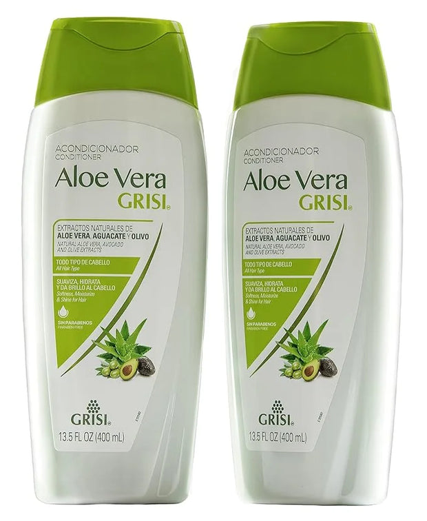 Grisi Aloe Vera Conditioner, Moisturizing Hair Product with Aloe Extract, Paraben-Free, 2-Pack for Soft and Shiny Hair, 13...