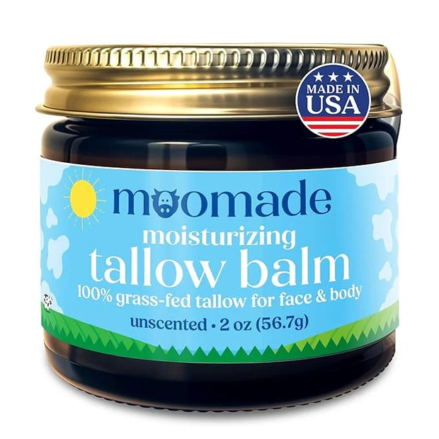 Organic Beef Tallow Balm with Rosehip Oil | Unscented 2 oz – Hand Made in USA 100% Grass-Fed Beef Tallow Moisturizer for F...