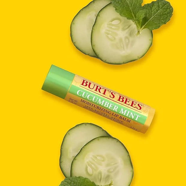 Burt's Bees Lip Balm - Original Beeswax, Cucumber Mint, Watermelon & Sweet Mandarin, With Responsibly Sourced Beeswax, Tin...