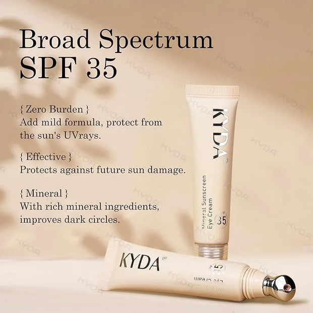 KYDA Mineral Sunscreen Eye Cream, 3-in-1 Anti-Aging Eye Cream, SPF 35, for Dark Circle and Fine Lines, Medium - Product Image