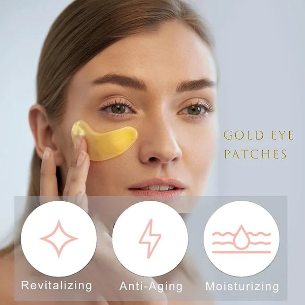Gold Eye Patches for Puffy Eyes(20 Pairs),24K Eye Masks for Dark Circles and Puffiness Wrinkles,Eye Patches for Puffy Eyes...
