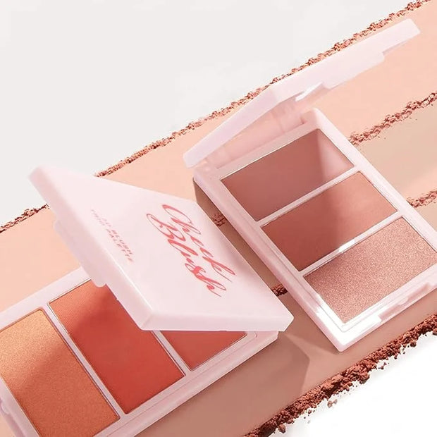 3D Blush Palette, Multi-Use Makeup Powder Pink Blush Palette Glow Makeup Cream Blush For Cheeks, Lightweight, Smooth, Blen...