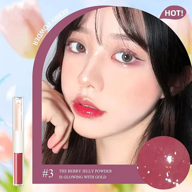 KWOLYKIM 2 In 1 Double Mirror And Matte Lip Gloss, Hydrating Lip Gloss with Essential oil, Liquid Shine Glossy Lip Tint, H...