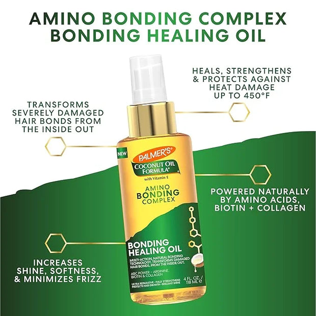 Palmer's Amino Bonding Complex Hair Oil, Healing Treatment with Coconut Oil & Vitamin E, Heat Protectant, Anti Frizz, Adds...