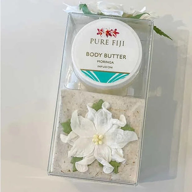 Pure Fiji Spa Gifts for Women and Man - Body Gift Box Sugar Glow with Exfoliating Scrub, Bath and Body Oil, Body Butter an...
