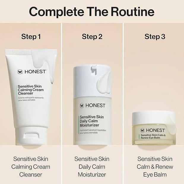 Honest Beauty Sensitive Skin Calm + Renew Eye Balm | Moisturizing + Firming | Hypoallergenic, Fragrance Free, Vegan | 0.5 ...
