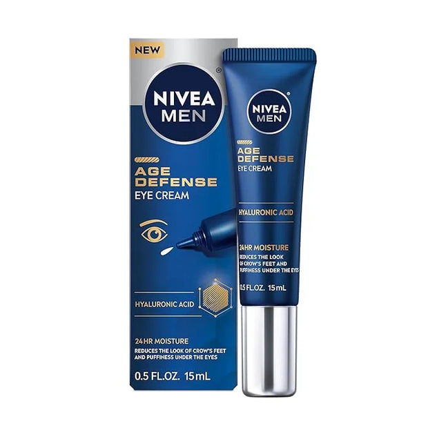 NIVEA Men Age Defense Eye Cream with Hyaluronic Acid, Skin Care Gifts for Dad, 24-Hour Hydrating Under Eye Cream for Men H...