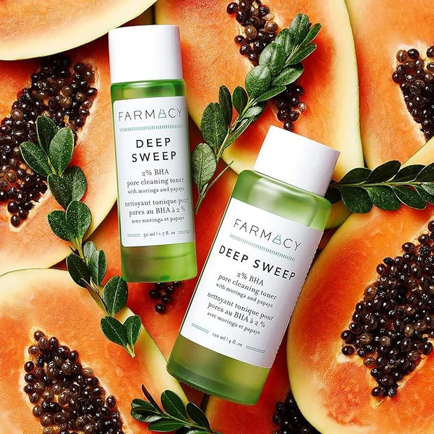 Farmacy 2% Salicylic Acid Toner for Face - Deep Sweep Gentle BHA Exfoliant for Oily Skin - Refines Texture with Papaya Enz...