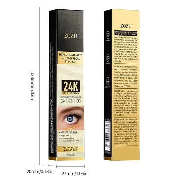Hunqian 24K Gold Eye Cream - Anti-Aging, Reduce Wrinkles, Dark Circles & Puffiness, with 24K Gold Particles & Premium Ingr...