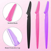 Boao 60 Pieces Eyebrow Razor Shaver Dermaplaning Tool Hair Shavers for Women and Man Face Microblades Shaper Trimmer with ...