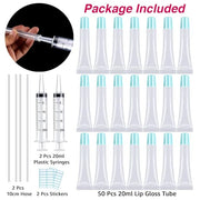 AMORIX 50PCS Lip Gloss Tubes 20ml Blue Cap Lip Gloss Containers Empty Lip Balm Tubes Squeeze Lipgloss Tubes + 2 x 20ml Syr...
