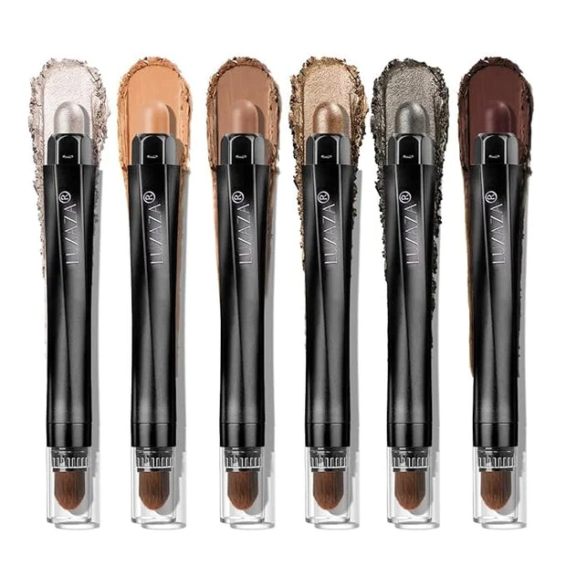 Neutral Eyeshadow Stick Makeup Set, Metallic Shimmer Matte Cream Eye Shadow Eyeliner Brightener Pencil Crayon - Classic 6P...