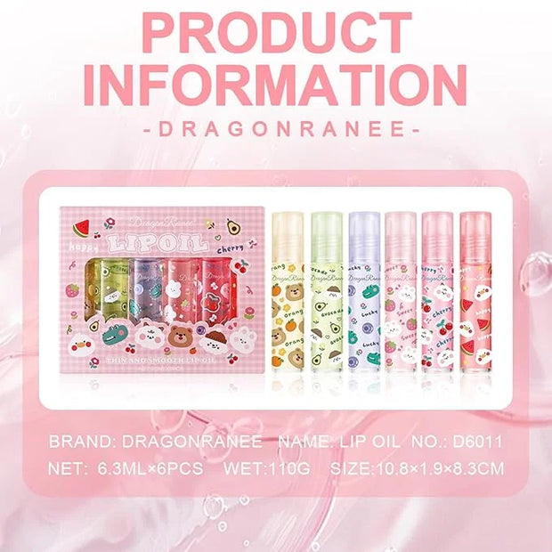 Lip Gloss Clear Jelly Lipstick Set, 6Pcs Roll On Lip Gloss Long Lasting Moisturizing Lip Balm Lip Glow Oil Nutritious Balm...