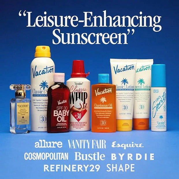 VACATION Sun Belt Sampler Kit, SPF 30-50 Sunscreen Pack, Includes Classic Lotion, Super Spritz Face Mist, Baby Oil, After ...