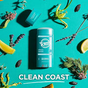 Tom's of Maine Clean Coast Aluminum Free Natural Deodorant For Women & Men | Goes on Clear | Odor & Wetness Protection | N...