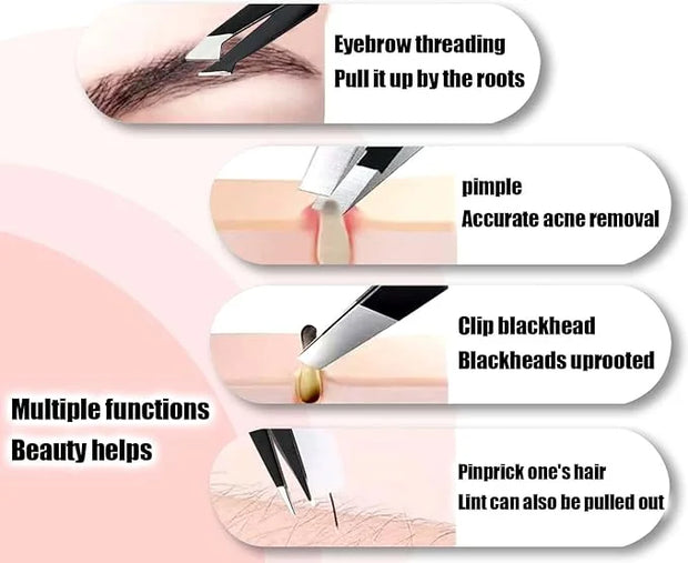 [9+1 PCS] Tweezers Kit, Tweezer for Women Facial Hair, Professional Tweezers Set, Eyebrow Tweezer, Professional Stainless ...