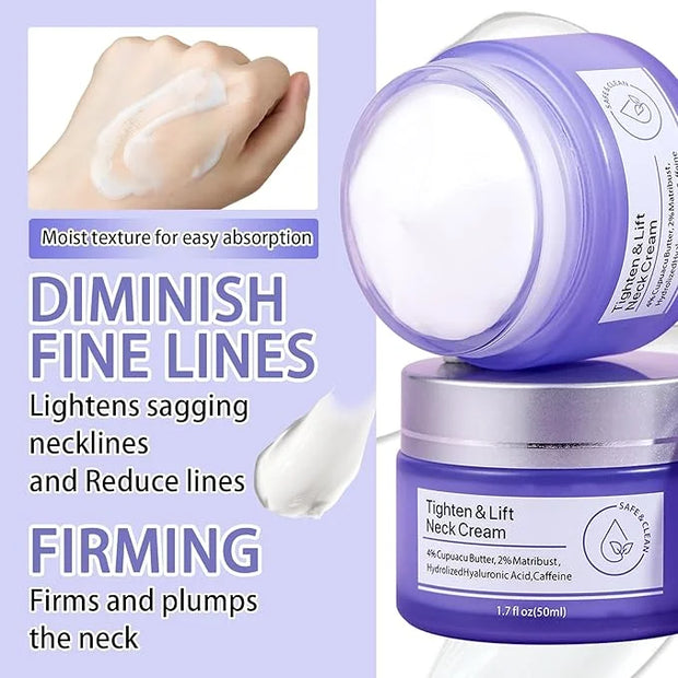 2PCS Neck Firming Cream and Neck Mask Set,Non-greasy Tighten Lift Firming Face Cream Skincare Moisturizer, 3 Pieces Deep M...