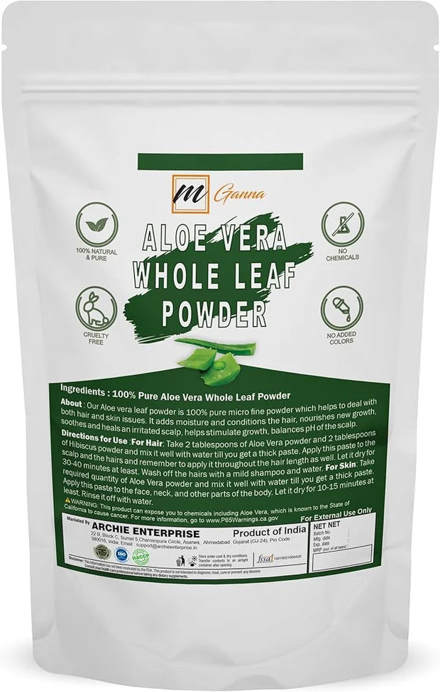 100% Natural Aloe Vera Leaf Powder Pure Aloe Barbadensis Natural Moisturizer Replenish Dry Skin Healthy Hair Care 0.50 LBS...