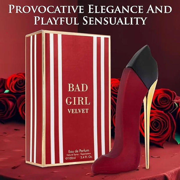 Bad Girl Velvet for Women Eau De Parfum 3.4 fl Oz- Sweet, Warm & Powdery Tone - Combination of Tonka Bean, Vanilla & Prali...