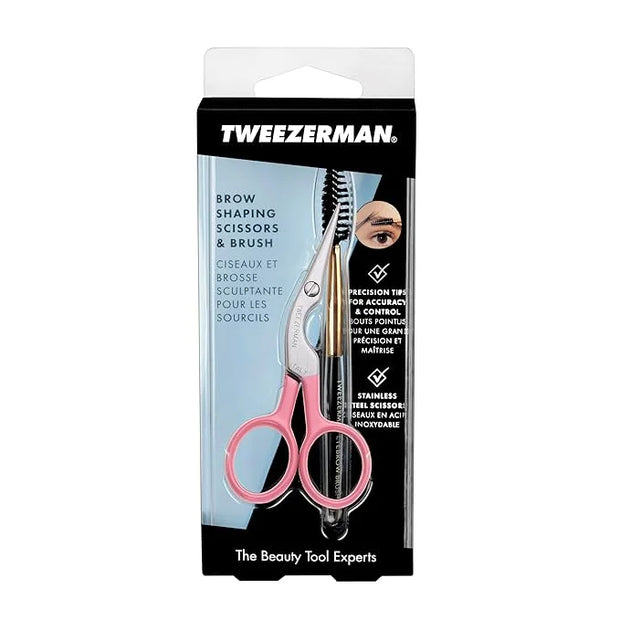 Tweezerman Exclusive Tea Rose Brow Shaping Scissors & Brush - Product Image