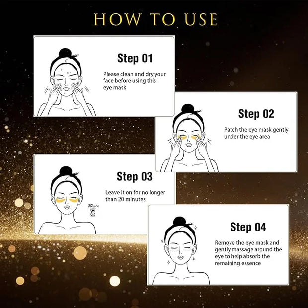 Gold Eye Patches for Puffy Eyes(20 Pairs),24K Eye Masks for Dark Circles and Puffiness Wrinkles,Eye Patches for Puffy Eyes...