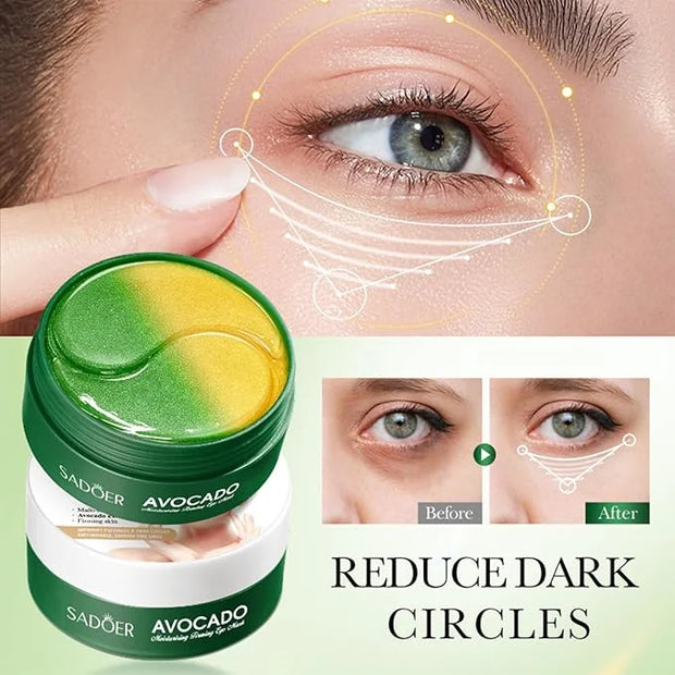 Avocado Under Eye Patches - 60 Pcs Eye Mask Anti-Aging Collagen Hyaluronic Acid Moisturizing Under Eye Mask for Removing D...