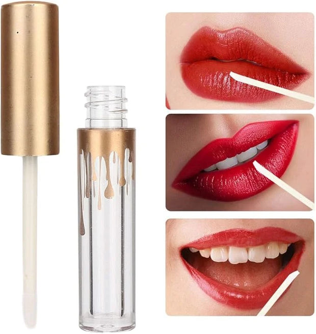 10 pcs Empty Lip Gloss Tubes, Transparent and Glod Plastic Lip Gloss Tube Containers DIY Lipstick Balm Travel Makeup Trans...
