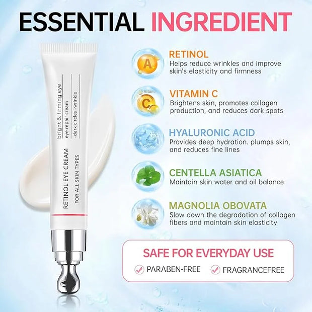 Instant Reduction of eye bags-Retinol Eye Cream Dark circles,Relieves Dark Circles And Puffiness, Youth Eye Cream: Anti-Wr...