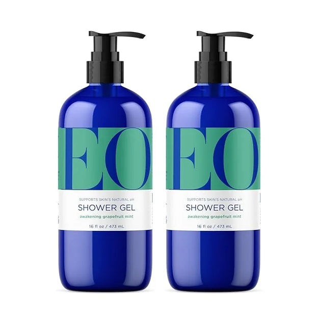 EO Shower Gel Body Wash, 16 Ounce (Pack of 2), Grapefruit and Mint, Organic Plant-Based Skin Conditioning Cleanser with Pu...